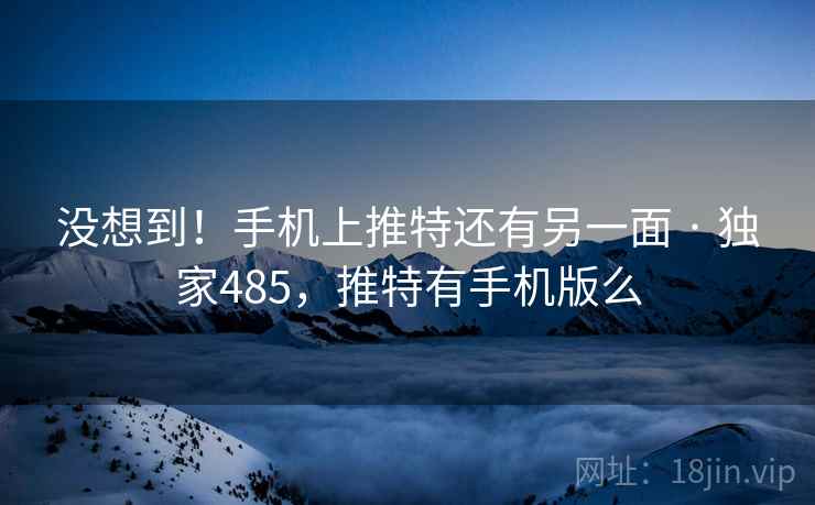 没想到！手机上推特还有另一面 · 独家485，推特有手机版么
